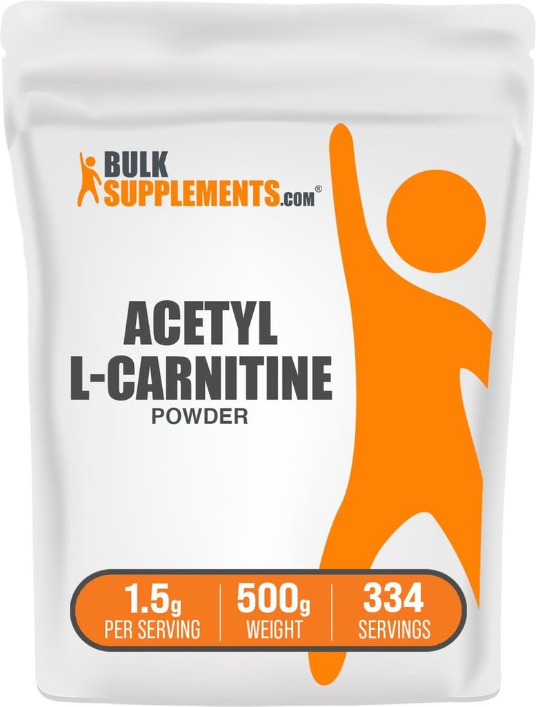 BulkSupplements.com Acetyl L-Carnitine poeder - als ALCAR HCl, Carnitine supplement - Glutenvrij, 1,5 g per portie, 500 g (1.1 lbs) (verpakking van 1)