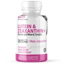 Nature's Fusions Nutri Lutein 20mg Eye Vitamins Complex - Triple Carotenoid Formula - Lutein en Zeaxanthine - Bevat Zink, Vitaminen A,C,D3,E, Folate - 60 Capsules - Eye Health Supplements