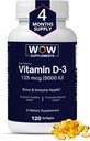 WOW Supplementen Vitamine D3 5000 IE Softgels, 125 mcg - Vitamine D3 5000IE Supplement voor Sterke Botten en Immuun Ondersteuning - Non-GMO, Glutenvrij Vitamine D 5000 IE - VIT D3 5000 IE Softgels - 120 Tel.