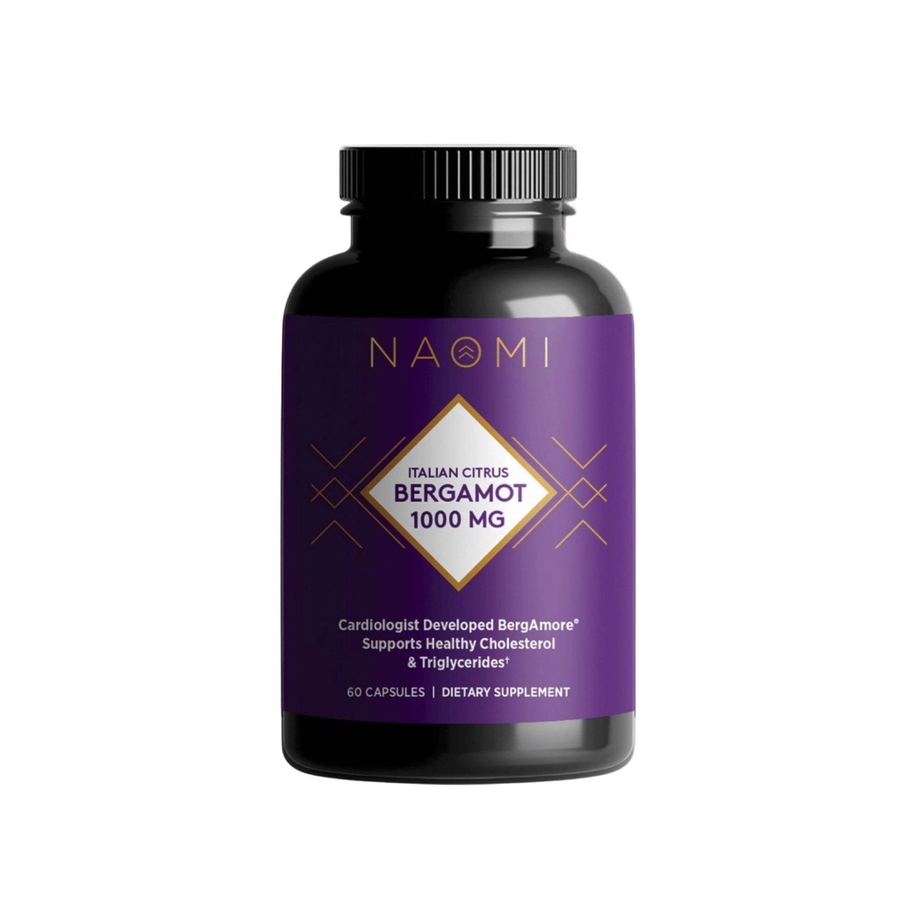 NAOMI Italian Citrus Bergamot 1000mg Extra Strength - Supports Healthy Cholesterol & Triglyceride Levels Already in Normal Range - Patented BergAmore® Extract, 7 Key Polyphenols, 30-Day Supply