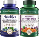 Purity Products Bundle - MagBlue + Women's Perfect Multi - MagBlue (Magnesium Bisglycinate + Vitamine D3 +Meer) - Vrouwen Perfect Multi - Ondersteunt Urinaire Tract Gezondheid, Immuniteit, Haarhuid Nagels +Meer