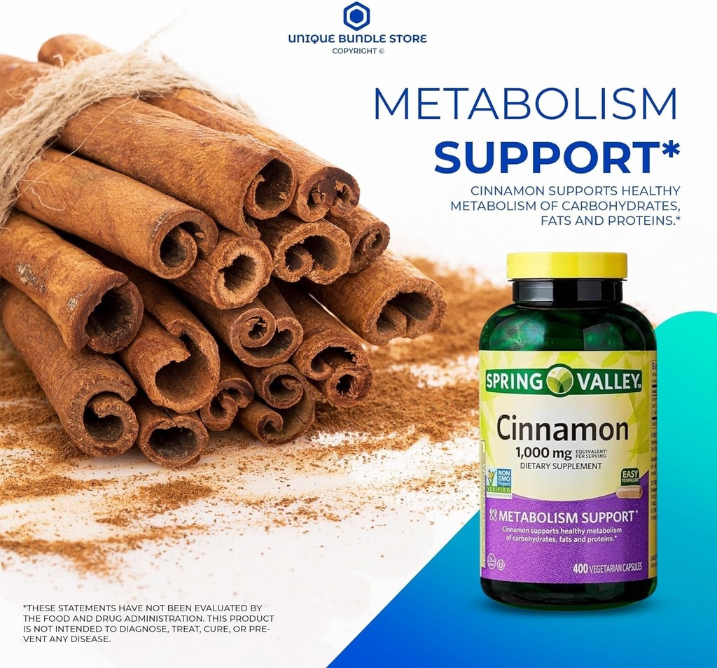 Unieke Bundle Store Cinnamon 1000 mg, 400 capsules - Dieetondersteuning Vegetarisch (verpakking van 1)
