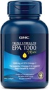 GNC Triple Strength Fish Oil EPA 1000 Mini, 1000mg Omega 3, Mini Softgels, Ondersteunt Oog, Hersen, Huid, Gezonde Triglyceriden, Hart, Gewricht, Gecoated om Fishy Burps te controleren, 45 porties