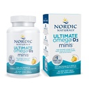 Nordic Naturals Ultimate Omega Mini D3, Citroensmaak - 60 Mini Zachte Gels - 1120 mg Omega-3 + 1000 IE Vitamine D3 - EPA & DHA - Bevordert Hersenen & Hart Gezondheid - 30 porties