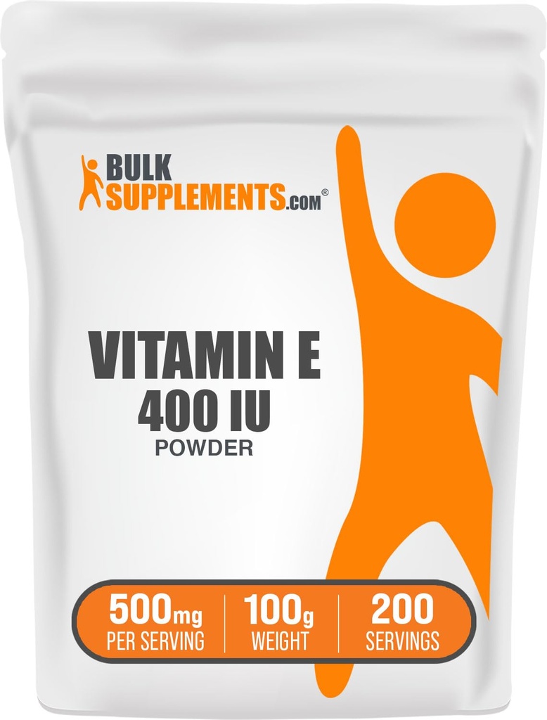 BulkSupplements.com Vitamine E 400 IE Poeder - als D-Alpha Tocoferol, Voedingssupplementen - Glutenvrij, 500mg per portie, 100g (3,5 oz) (verpakking van 1)