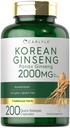 Carlyle Korean Ginseng Extract Capsules 2000 mg 200 Capsules Non-GMO en Glutenvrije formule Gestandaardiseerde Panax Ginseng Supplement