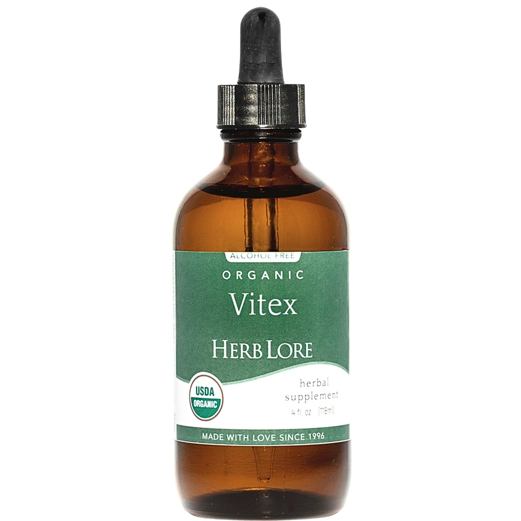 Herb Lore Vitex Tinctuur - USDA Biologische Chasteberry Extract Supplement voor vrouwen - Alcoholvrije Chaste Boom Supplement - Vegan Drops 4 Fl Oz