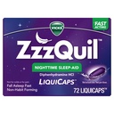 ZzzQuil LiquiCap Slaaphulp, Difenhydramine 25mg HCl, Slaaphulp voor volwassenen, Nachtslaaphulp, 72 LiquiCaps