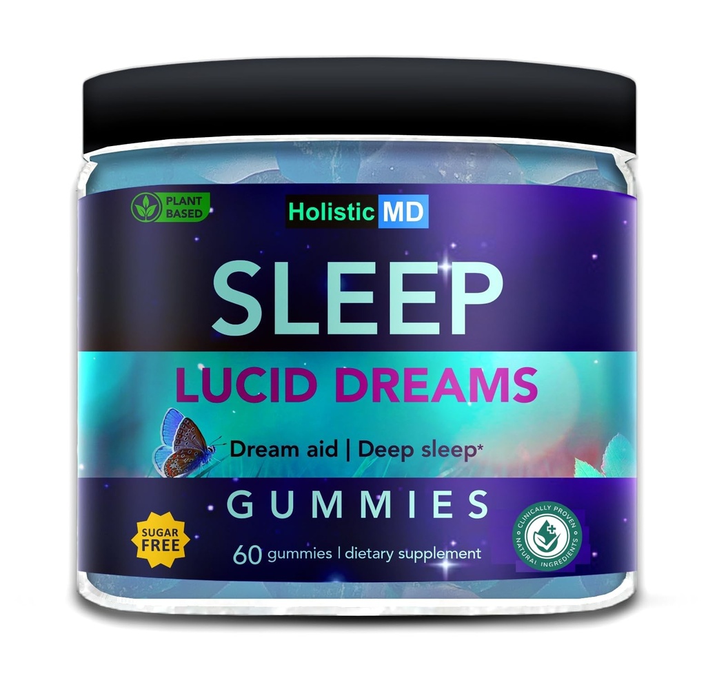 Lucid Dromen Diepe Slaap - Mugwort Herb 5 htp Mucuna Pruriens Choline Supplementen - Gummies Sugar Free Vegan 60 ct