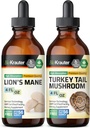 BIO KRAUTER Lion's Mane Tinctuur 4 Fl. Oz. & Turkey Staart Paddenstoel Tinctuur 4 Fl. Oz.
