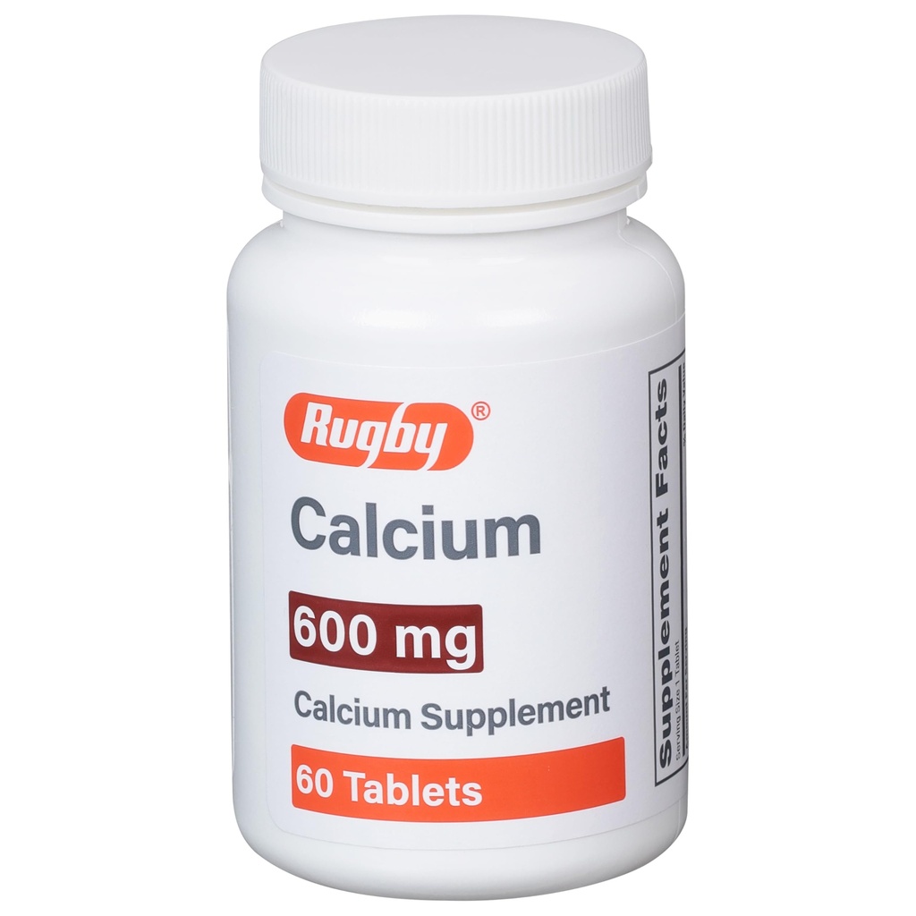 Rugby 600 mg Calciumtabletten - Calciumsupplement - 60 Tellen (1 Verpakking)