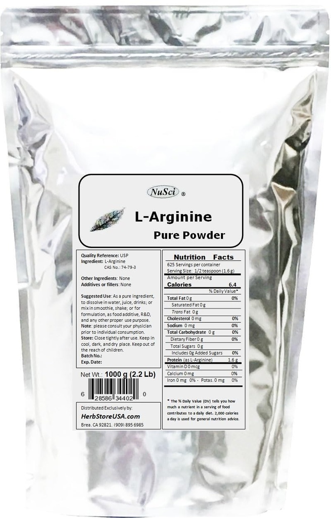 L-Arginine Poeder Pure Basisvorm (1000 Gram (2,2 lb))