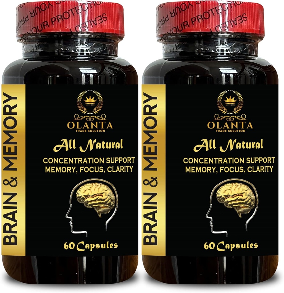 Hersengeheugensupplementen - Ondersteuning Focus Capsules met Ginkgo Biloba, St. John's Wort, Geheugen Herinnering, Cognitive Enhancement, Hersenondersteuning Supplement Geconcentreerd - 2 flessen 120 capsules