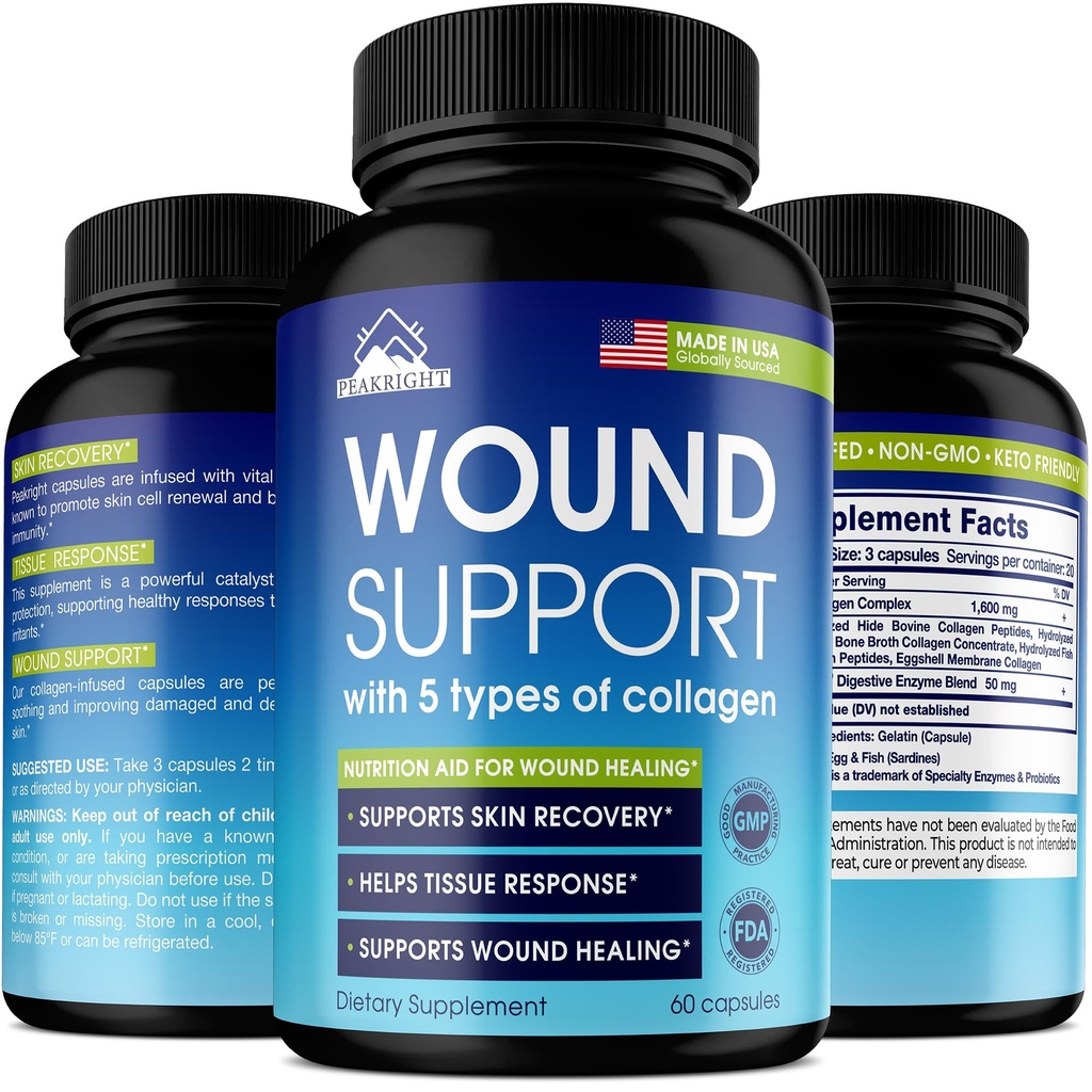 Wound Healing Natural Scar Pills - Made in USA - Scar Reduction, Chirurgie Recovery & Wound Support - Wound Healing Supplement to Reduce Scarring, Bruisingen & Swelling - Helpt weefselrespons - 60 Caps