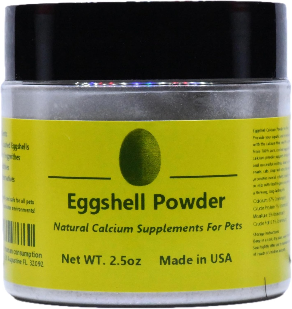 2.5oz Pure Eierschaal Calciumsupplement voor Huisdieren - Natuurlijke bron van calcium uit Real Eierschaal Geschikt voor Aquariums, Garnalen, Slak, Schaaldieren, ongewervelden, Honden, Katten en andere Huisdieren