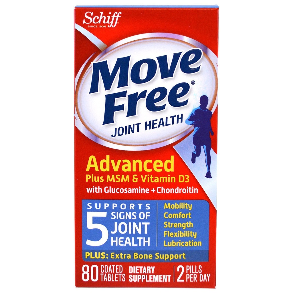 Beweeg Free Glucosamine en Chondroitin Plus MSM & D3 Advanced Joint Health Supplement Tablets, (80 Tel in een doos), ondersteunt mobiliteit, comfort, sterkte, flexibiliteit en smeermiddel* (verpakking van 3)