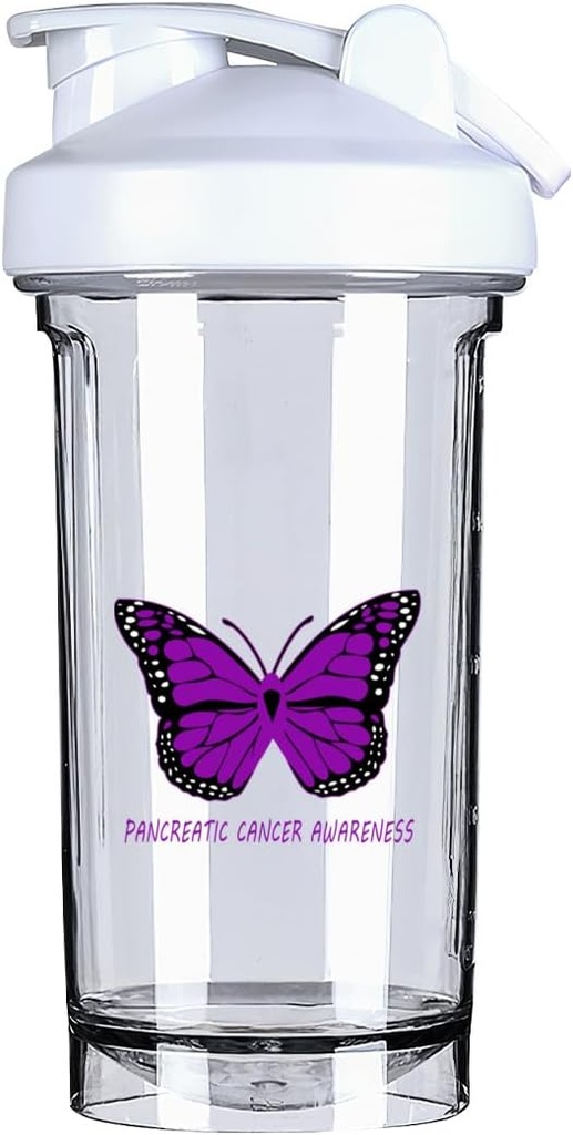 Pancreatrische Kanker Bewustzijn 18 Ounce Shaker Bottle Drink Mixer Leak-proof Pre Workout Proteïne Shakes Maaltijd Vervanging Shakes Flessen 500ML/18 Oz White&-1&-1