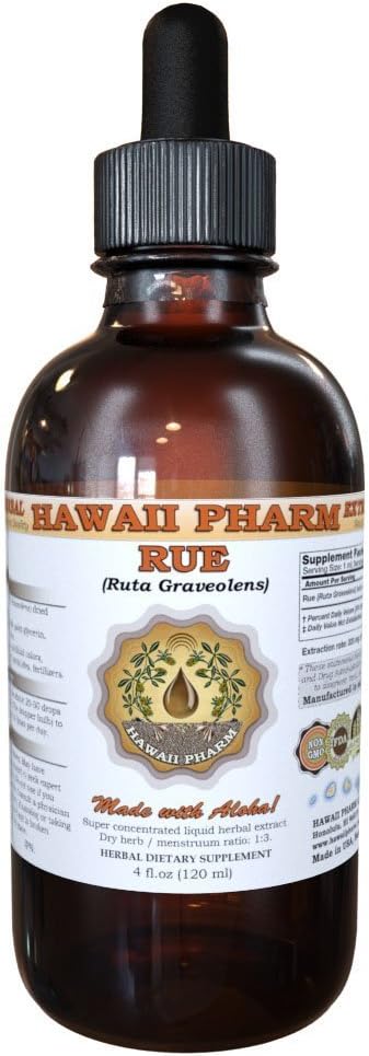 HawaiiPharm Rue (Ruta graveolens) Liquid Extract, Tinctuur, Kruidensupplement, Made in USA, 2 fl.oz