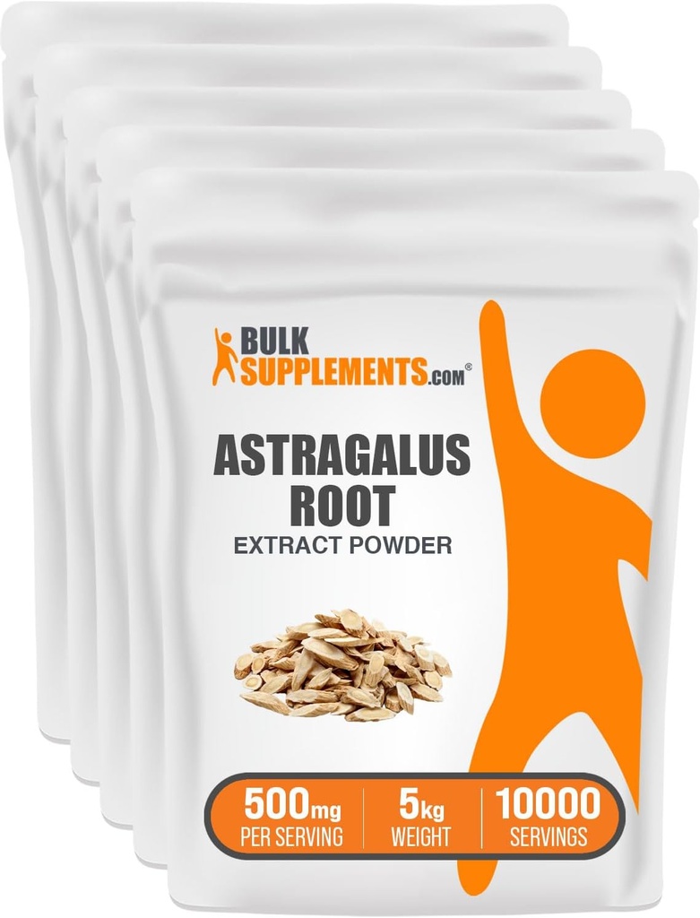 BulkSupplements.com Astragalus Extract Powder - from Astragalus Root, Astragalus Supplement - Vegan & Glutenvrij, Astragalus Powder - 500mg per Serving, 1kg (2,2 lbs) (Pack of 5)