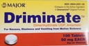 Majoor Driminate® Dimenhydrinaat 50mg 100 Ct voor misselijkheid, duizeligheid en braken van bewegingsziekte