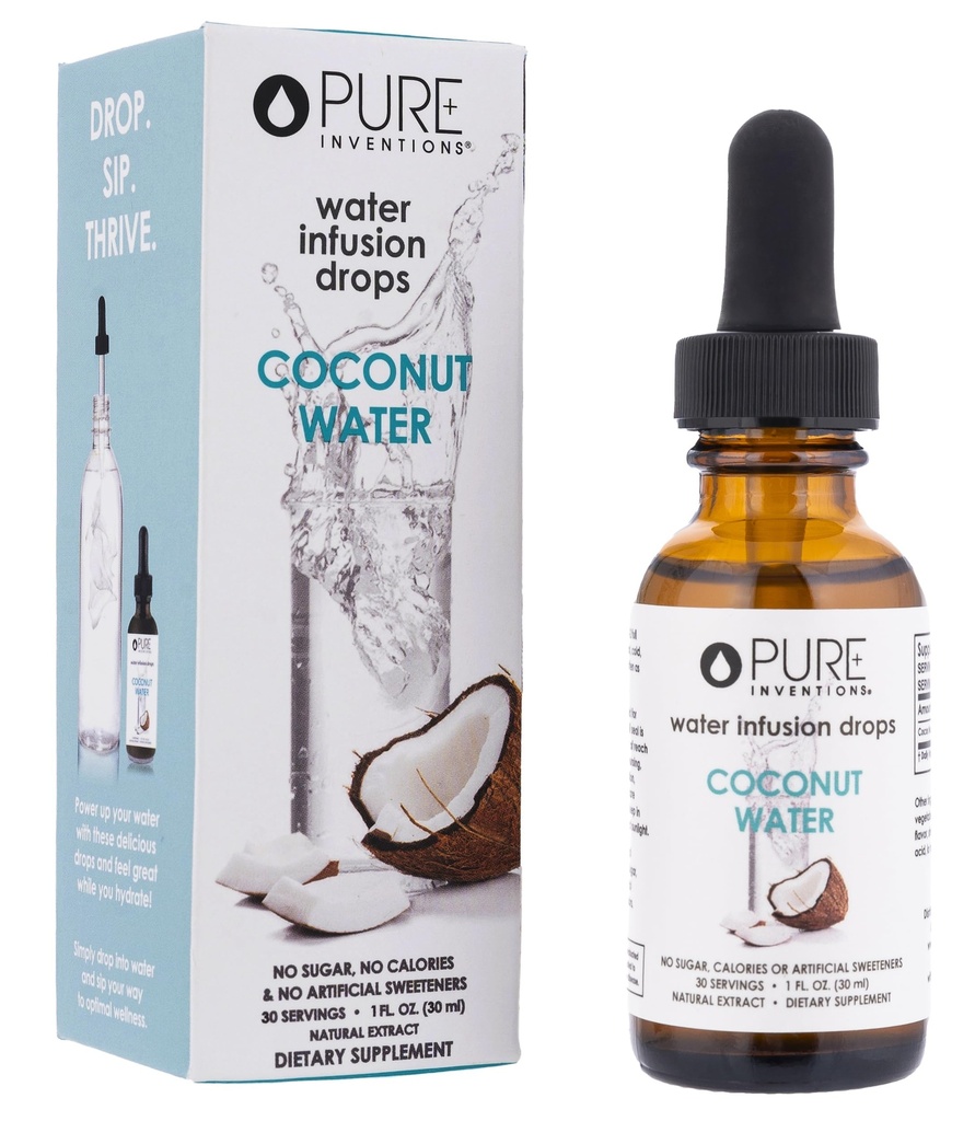 Pure Inventions - Coconut Water Infusion Drops – Electrolytes - Sugar-Free Hydration, Zero Calories, No Artificial Sweeteners, Clean Ingredients, 30 Servings