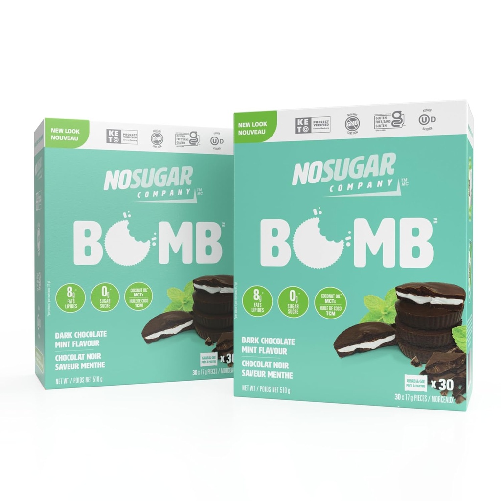 Geen Sugar Keto Cups, Chocolademunt, 60 Cups - Diabetische veilige behandeling, Low Net Carb (1g), Suikervrij (0g) Keto Fat Bomb Snacks met 7g Gezond Vet - Glutenvrij, Alle Natuurlijke, Non-GMO