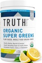 Truth Nutrition Super Greens Powder - Organic Green Superfood Powder to Boost Energy & Immunity, Healthy Digestion for Men & Women, Green Supplement Smoothie Powder Mix (Citroen)