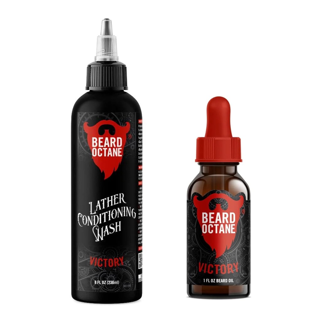 Baard Octane Fundamentele Baard Kit - Baard Shampoo & Oil - Natuurlijke Baard Zorg met Jojoba & Argan (Victory - Ginger Yuzu, Labdanum & Fresh Ozon)