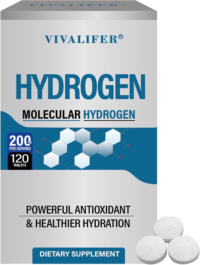 Waterstof Water 120 tabletten, H2 Moleculaire Waterstof met Magnesium Ondersteunt Hersengezondheid en Cognitieve Functie, Energie Boost & Metabolisme