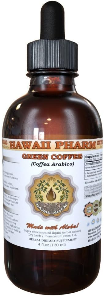 HawaiiFarm Green Coffee Liquid Extract, Green Coffee (Coffea Arabica) Bean Powder Tinctuur Supplement 2 oz