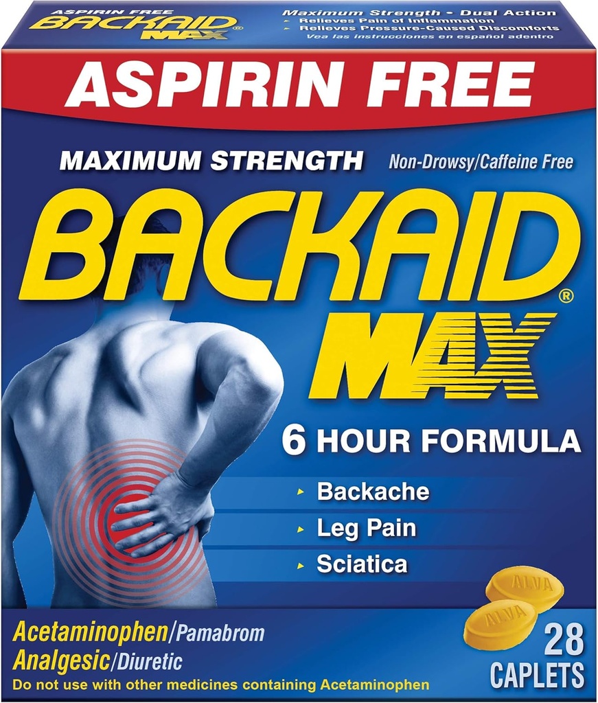 Backaid Max Relief Caplets, 28 Count (pakket van 6)