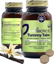 SUNBIOTICS Tummy Tabs - Chewable Probiotic and Prebiotic Tablets with 18 Billion CFUs of 4 Probiotic Strains for Good Gut Flora, Immune System, & Balanced Microbiome - Vanilla, (Pack of 1)