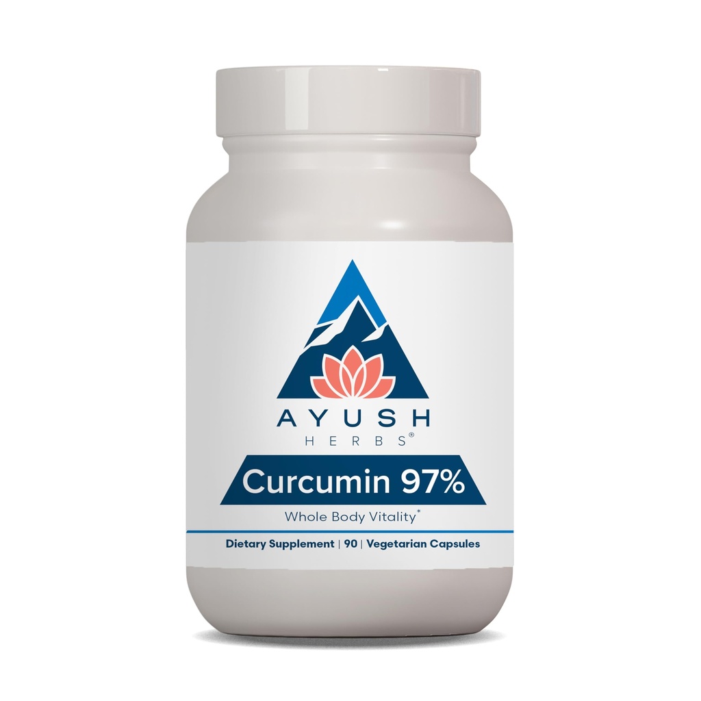 Ayush Kruiden Curcumine 97% - Curcumine Supplementen, Premium Turmeric Root Supplement, Curcuminoïden voor vrouwen & mannen, volwassenen, Premium Gezamenlijke Ondersteuning, Sterkte & vitaliteit - 90 Vegetarische Capsules (1 aantal)