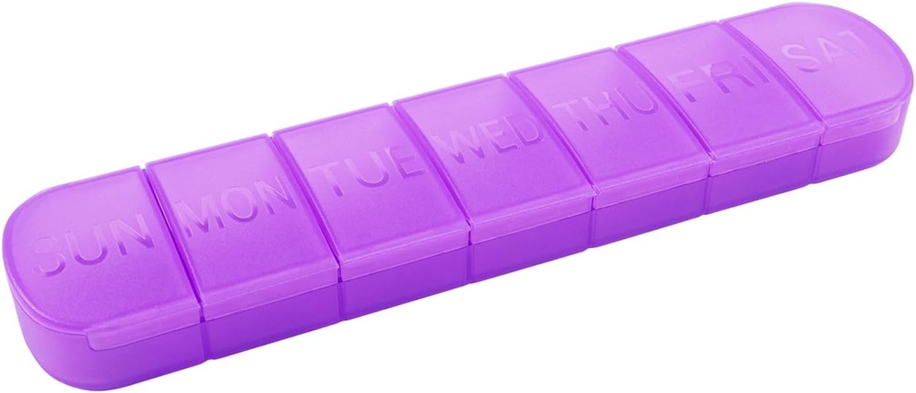 Wekelijkse pil Organisator, Eenmaal per dag, 7-dagen pil Box, Matte paars, Groot 7 Compartiment Vitaminen Case pil Dispenser voor Geneeskunde, Medicatie, Visolie, Supplementen, Capsule, Tablet