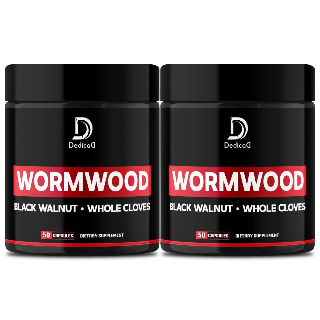 Wormhout Capsules - 12 Kruiden Blended Black Walnut, Kloven, Gember, Kurkuma, Kaneel, Apple, Quassia - 2 Packs 50 Capsules