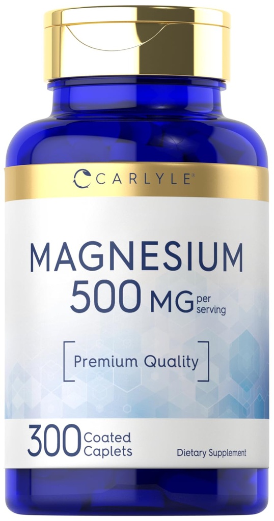 Carlyle Magnesium 500mg 300 overdekt Capletten Vegetarische, Niet-GMO, en Glutenvrije Supplement
