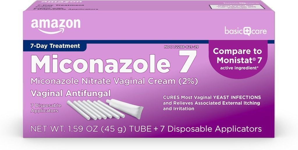 Basic Care Miconazol 7, Miconazol Nitraat Vaginale Cream 2 Procent, 7 dagen Gistinfectie behandeling voor vrouwen, vrouwelijke zorg, 1,59 ounce (verpakking van 1)