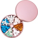 Metal Pill Organizer 7 Compartments Pillendispenser - Heavy Duty Pill Box Waterproof Pillen Container Large Daily Pill Case Medicine Holder for Medication Vitaminen Visolie Supplementen, 0,39lb (Roze)