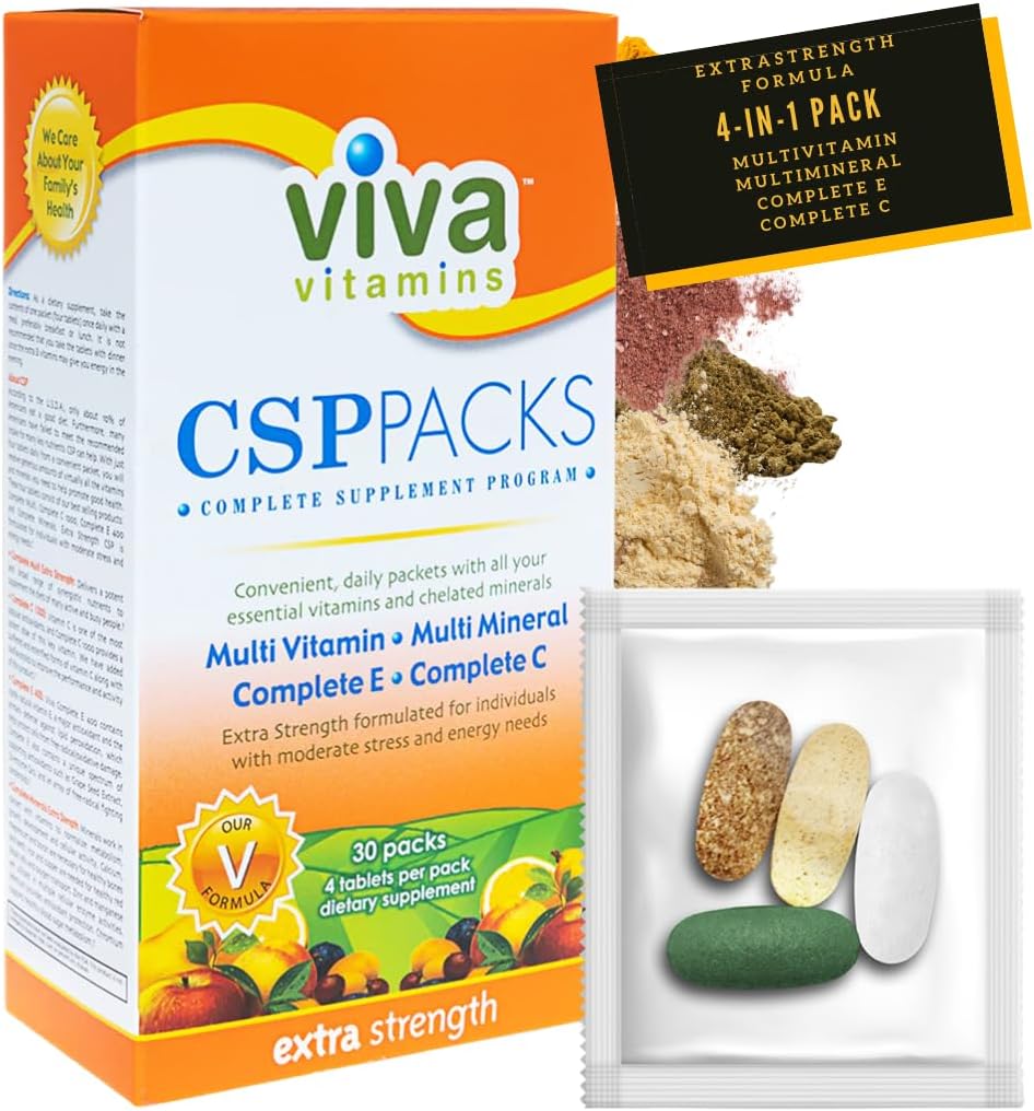 CSP Packs Extra sterkte - Multivitamine en Multi Mineraal Supplementen Complete E & C, Immuniteit Vitamine Supplementen voor Menand Vrouwen, Complete Wellness Formule voor Immune Ondersteuning, 30 Packs