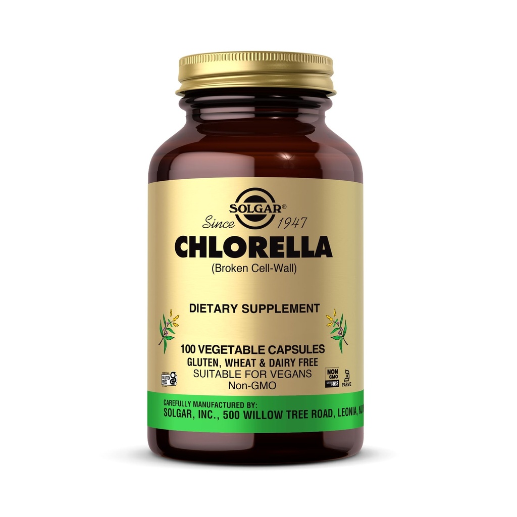 Solgar Chlorella - 100 plantaardige capsules - Maximale absorptie - Non-GMO, Veganistisch, Glutenvrij, Kosjer - 100 porties