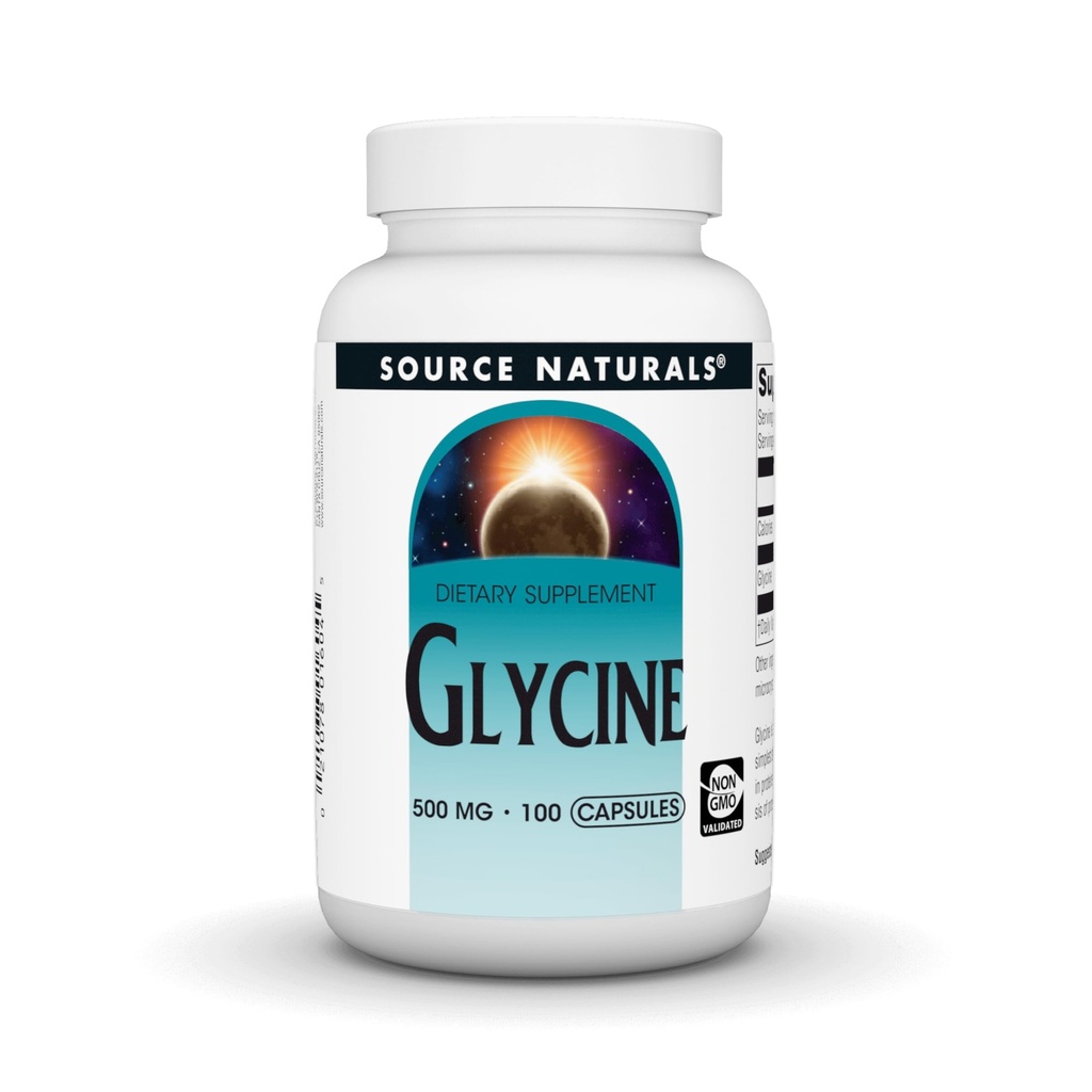 Bron Naturals Glycine 500 mg Aminozuur Dieetsupplement - 100 Capsules