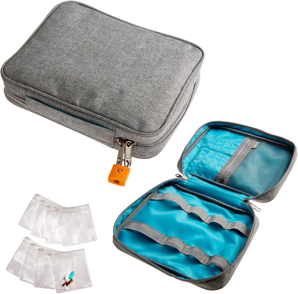 Smooth Trip Medicine Storage Bag and Medication Bottle Organizer - Slash-Resistant Medical Travel Bag with Food Grade Herbruikbare pil zakken - Slim Design Past in Carry-ons, Totes en rugzakken