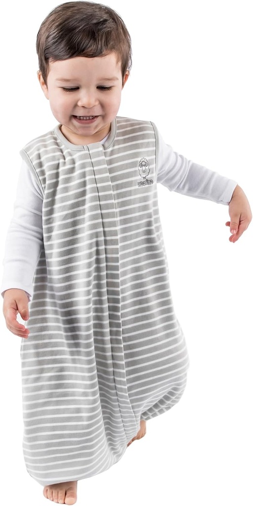Woolino 4 seizoen Baby slaapzak met voeten, Merino Wool en biologisch Katoen Walker slaapzak zak, peuter slaapzak, 18-36m, grijs