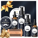 Baardgroei Kit - 7 Pc Kit, Inclusief Wash, Olie, Conditioner, Balsem, Comb, Cadeaubox voor mannen