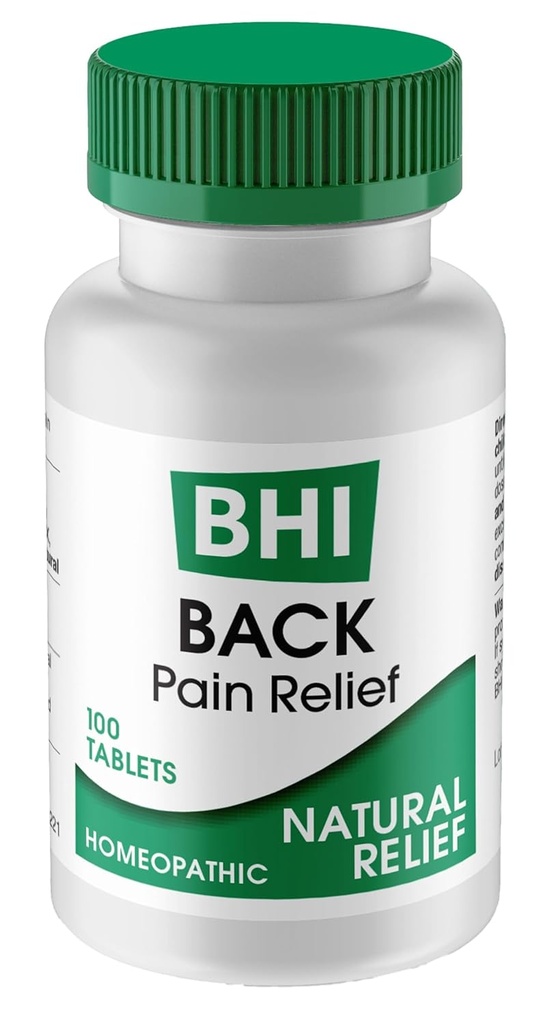 BHI Terug Natuurlijke Rug, Hip & Leg Pijn Verlichting - 6 Krachtige Multi-Symptoom Actieve Homeopathische Ingrediënten Help Kalmeer Rugpijn, Spier Tightness & Spams Natuurlijk voor vrouwen & mannen - 100 tabletten