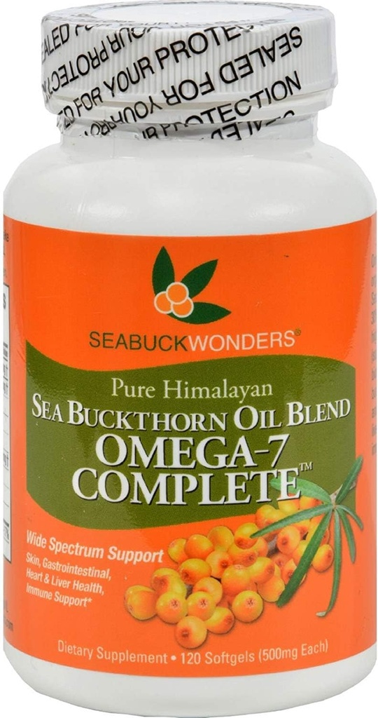 Seabuck Wonders Sea Buckthorn Oil Blend - 500 mg - Omega 7 Complete - Natural - Gluten Free - 120 Softgels (Pack of 2)