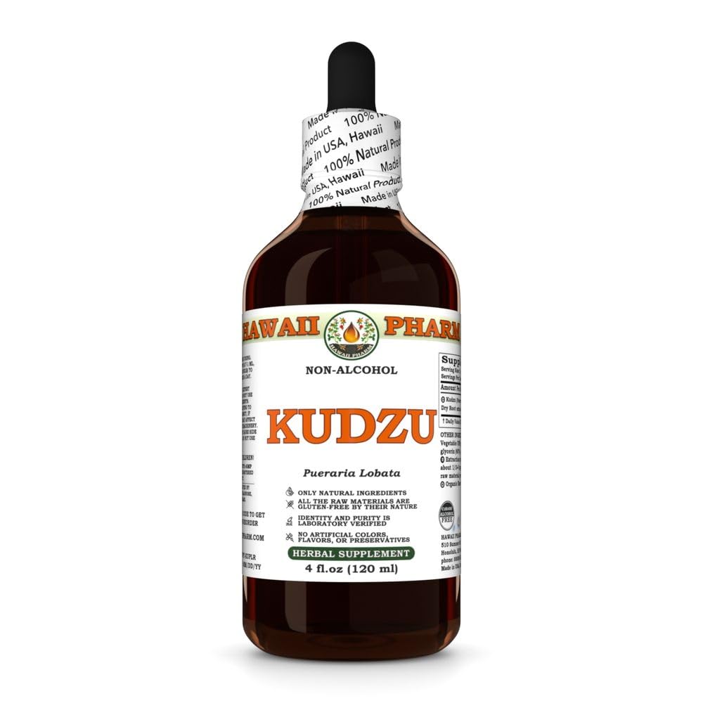 Hawaii Pharm Kudzu Alcoholvrije Extract, Glycerite voor lever Wellness, bevordert de hartfunctie, ondersteunt cardiovasculaire balans, beschermt de lever tegen oxidatieve schade, kalmeert hoofdspanning - 4 fl.oz