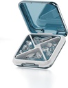 Kleine pil Box waterdichte reis pil geval draagbare dagelijkse pil container pil houder voor portemonnee 4 appartementen Pocket Compact Medicine Organisator voor visolie, aanvulling, medicatie (blauw)