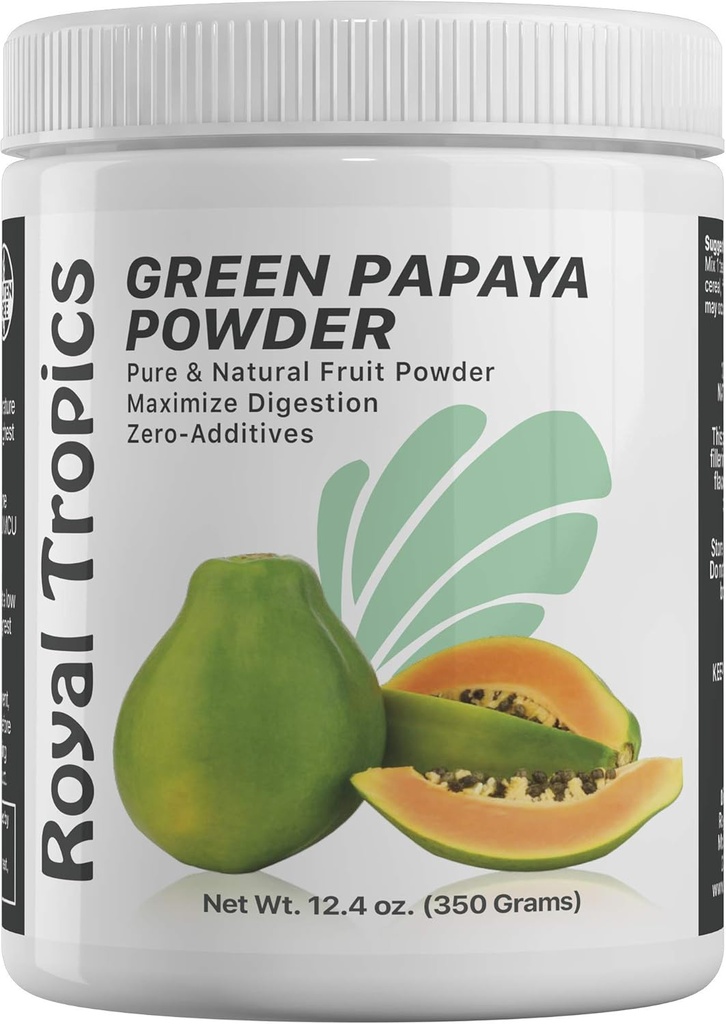 Royal Tropics Green Papaya Powder. Enzymen voor Digestieve Ondersteuning.