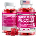 Quercetine Gummies - 2500MG met Bromelain, L-Theanine - Immune Support Gummies Allergie Relief & Lung Health voor kinderen en volwassenen